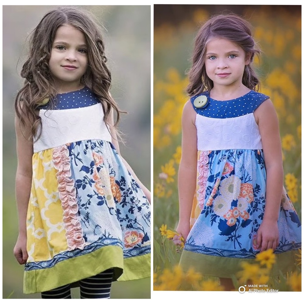 Persnickety Alpine Daisy Nellie Cotton Dress Made in USA Size Girls 4 Years